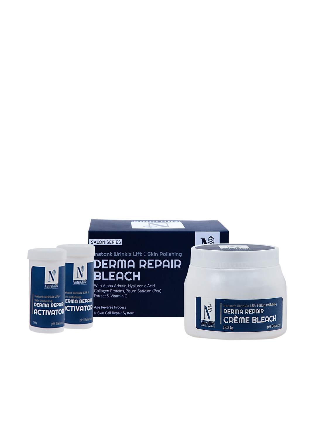 

Nutriglow Advanced Organics Sustainable Derma Repair Cream Bleach Kit for Pigmentation - 600g, Navy blue