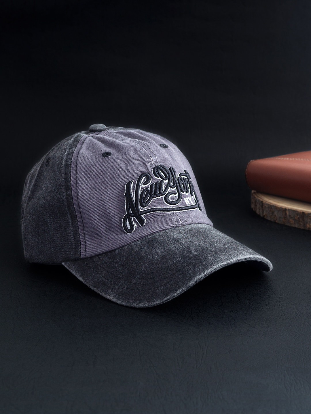 

Golden Peacock Unisex Grey & Black Embroidered Baseball Cap