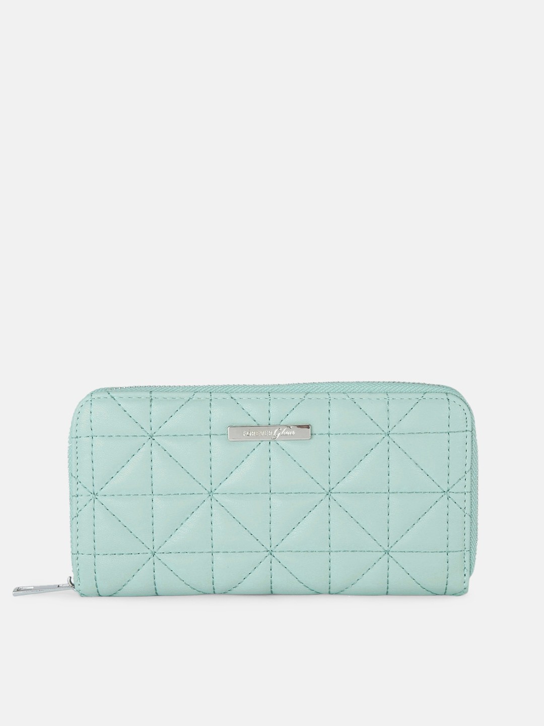 

Forever Glam by Pantaloons Women Green Quilted Leather Zip Around Wallet