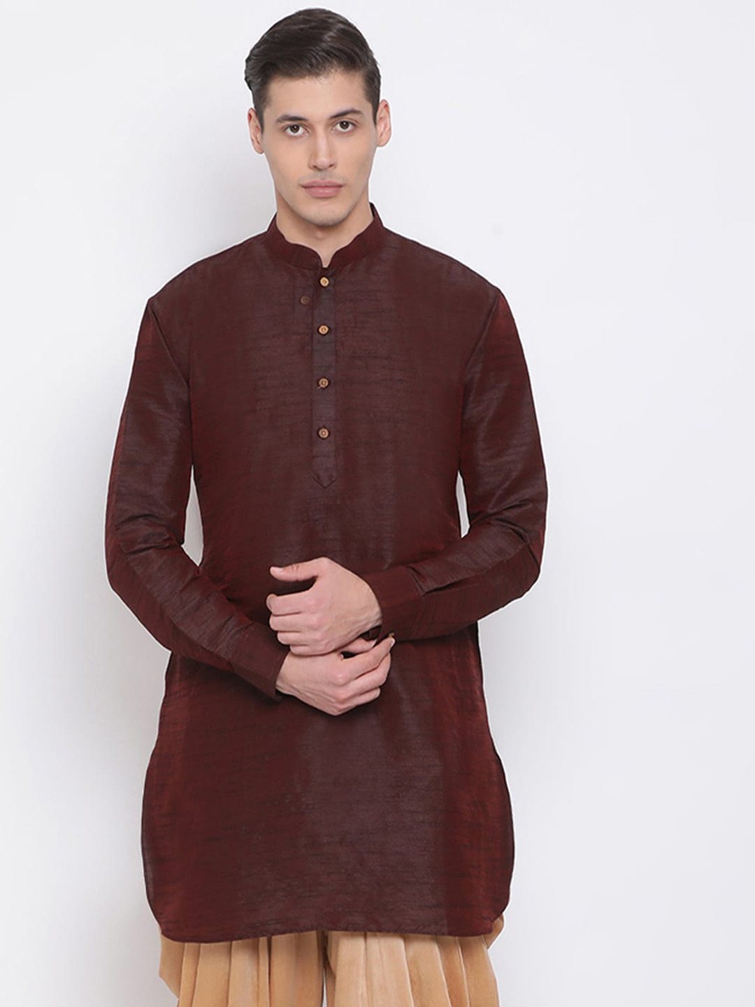 

VASTRAMAY Men Burgundy Kurta