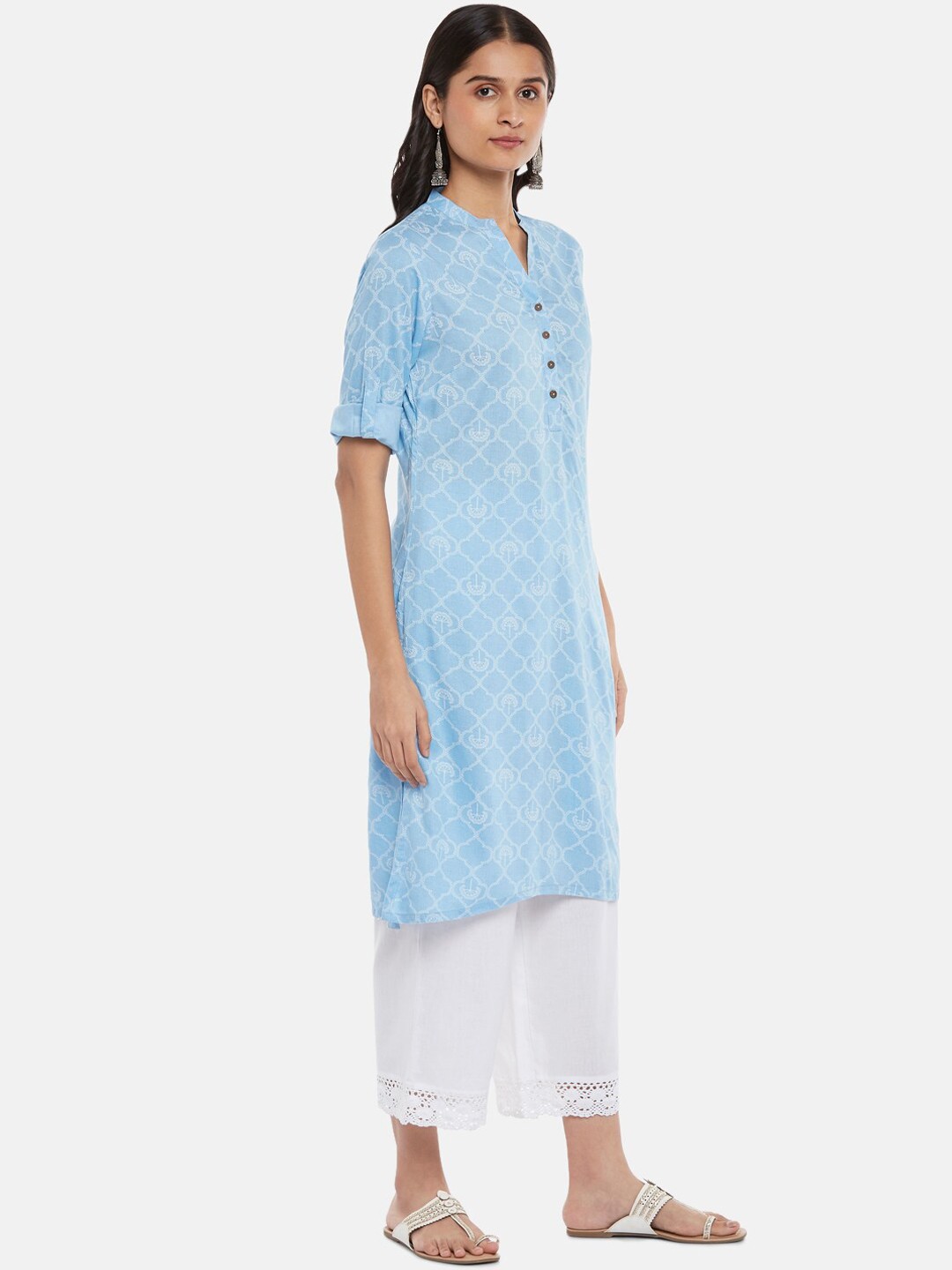 

RANGMANCH BY PANTALOONS Women Blue Ethnic Motifs Printed Kurta