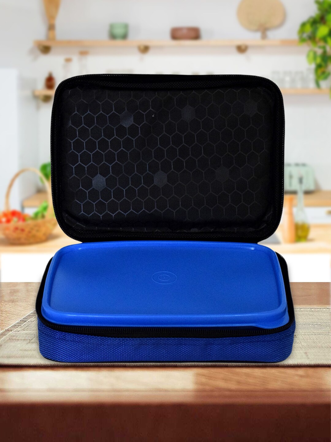 

Kuber Industries Blue & Black Pieces of 3 Lunch Boxes with Bag