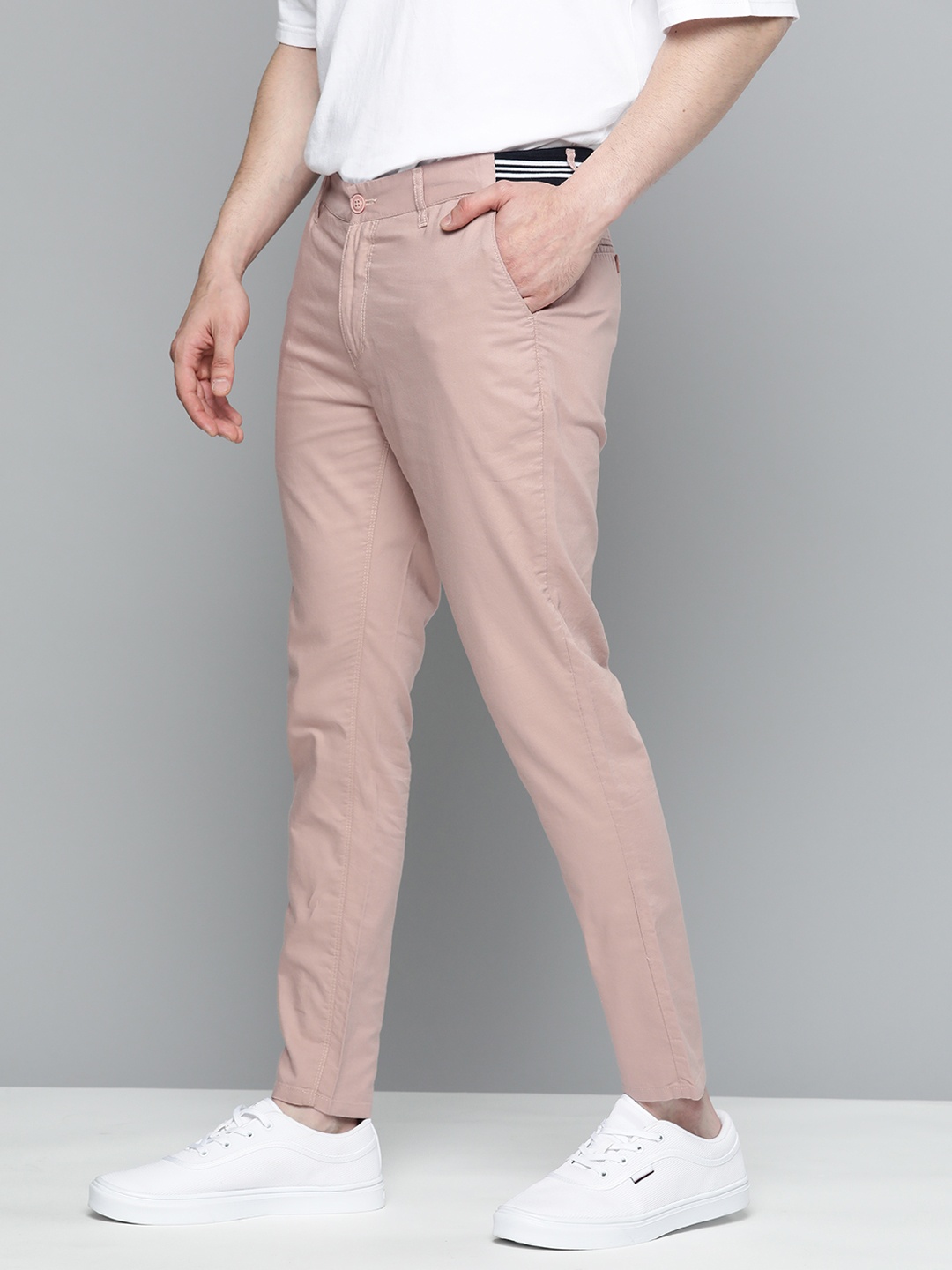 

Mast & Harbour Men Pure Cotton Chinos Trousers, Rose