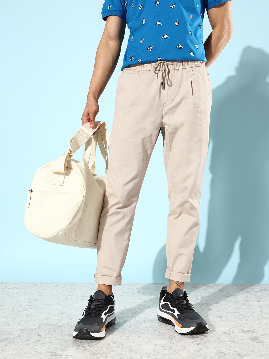 

Mast & Harbour Men Creamy Beige Revisited Nostalgia Upbeat Basics Trousers