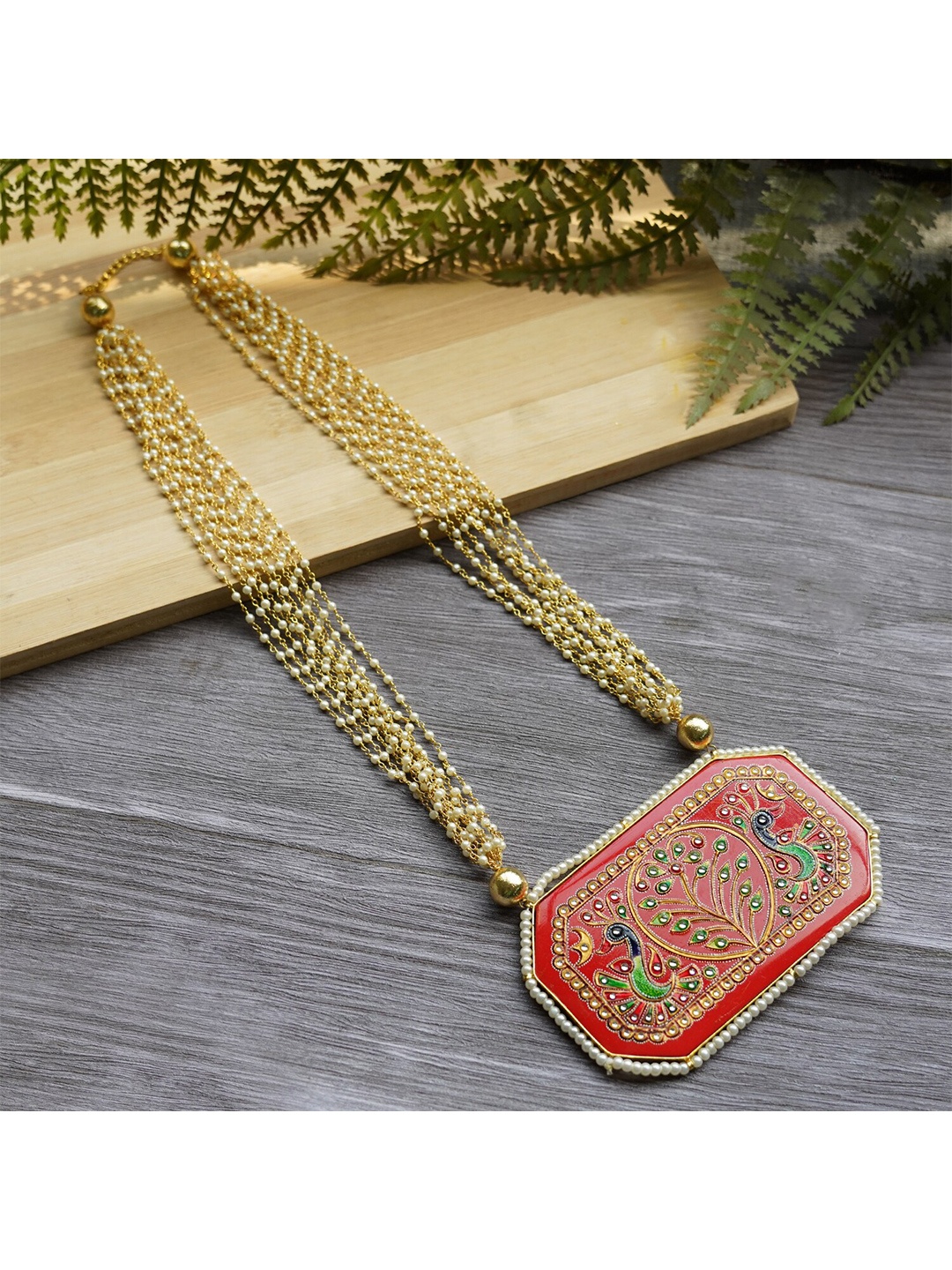 

FIROZA Gold-Toned & Red Brass-Plated Necklace