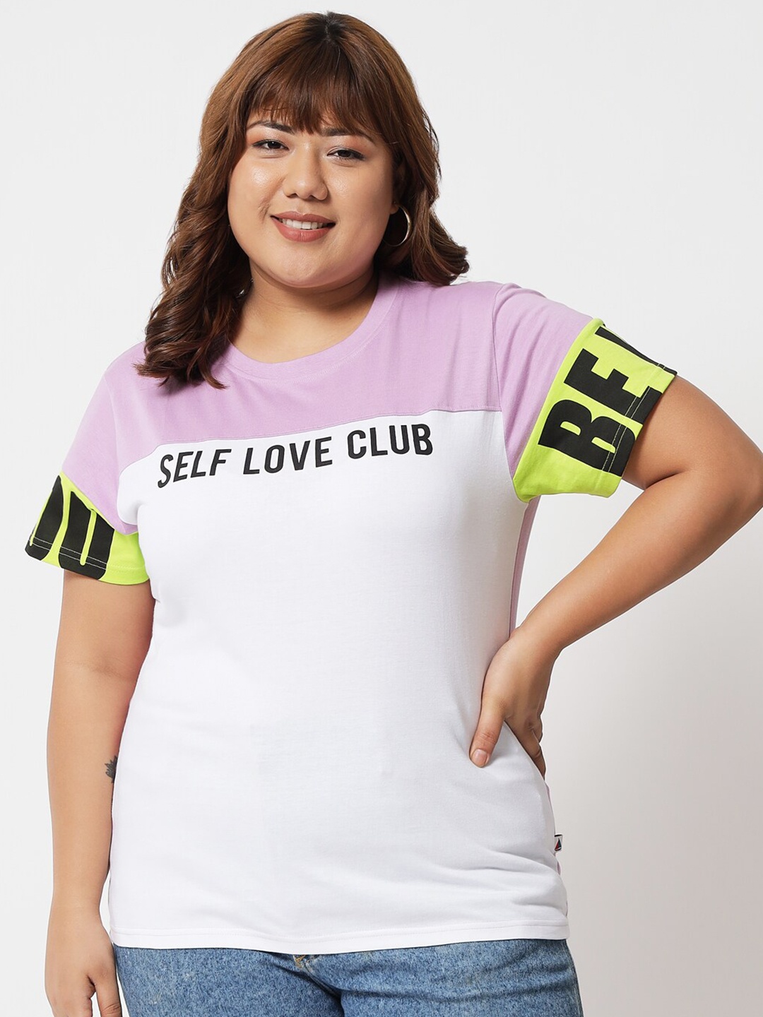 

BEYOUND SIZE - THE DRY STATE Women White Typography Printed T-shirt