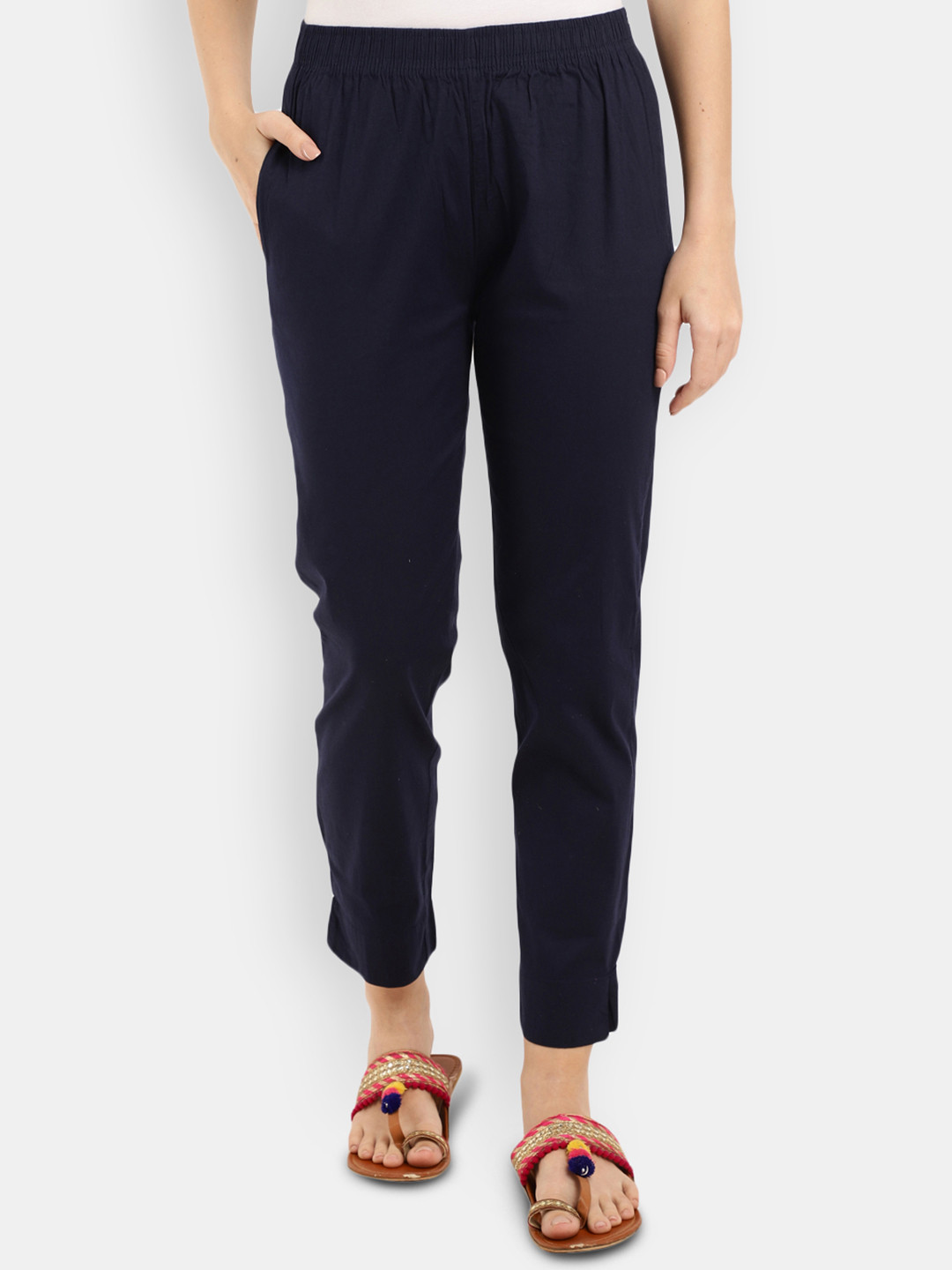 

V-Mart Women Navy Blue Easy Wash Pleated Trousers