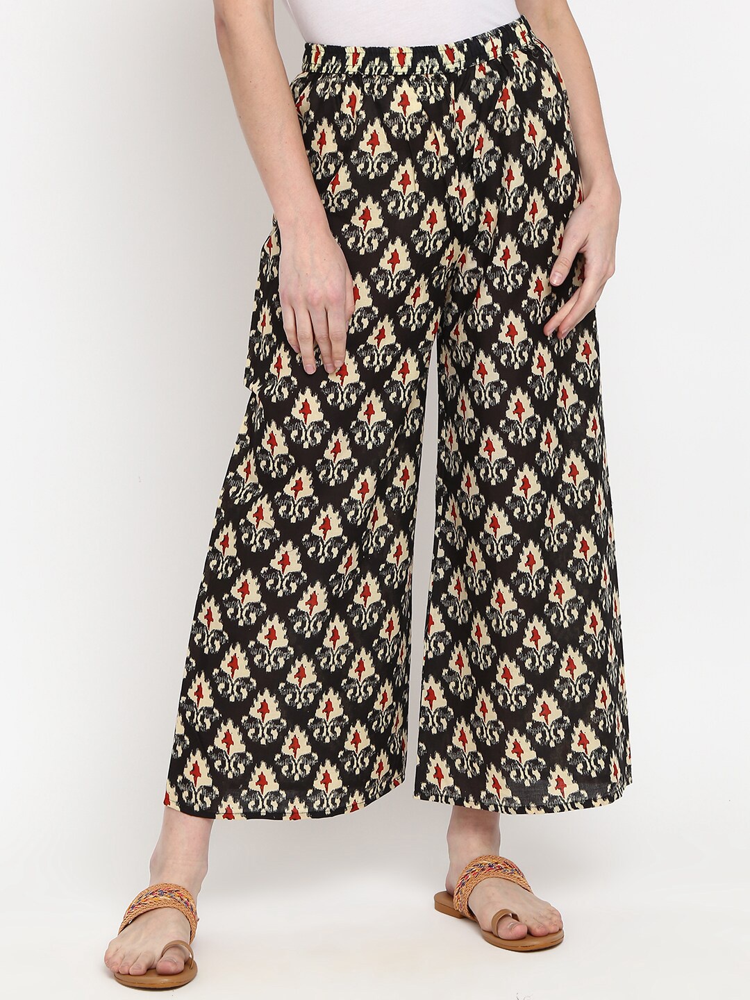 

V-Mart Women Black & Beige Ethnic Motifs Printed Ethnic Palazzos