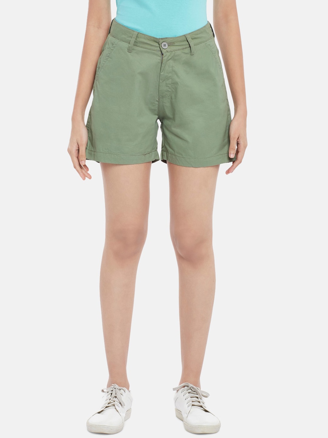 

Honey by Pantaloons Women Olive Green Solid Shorts