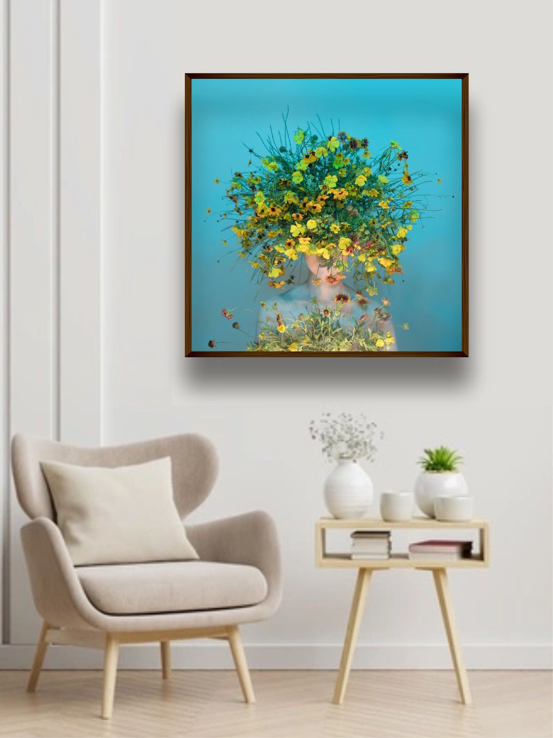 

The Art House Blue & Green Abstract Painting Framed Wall Art