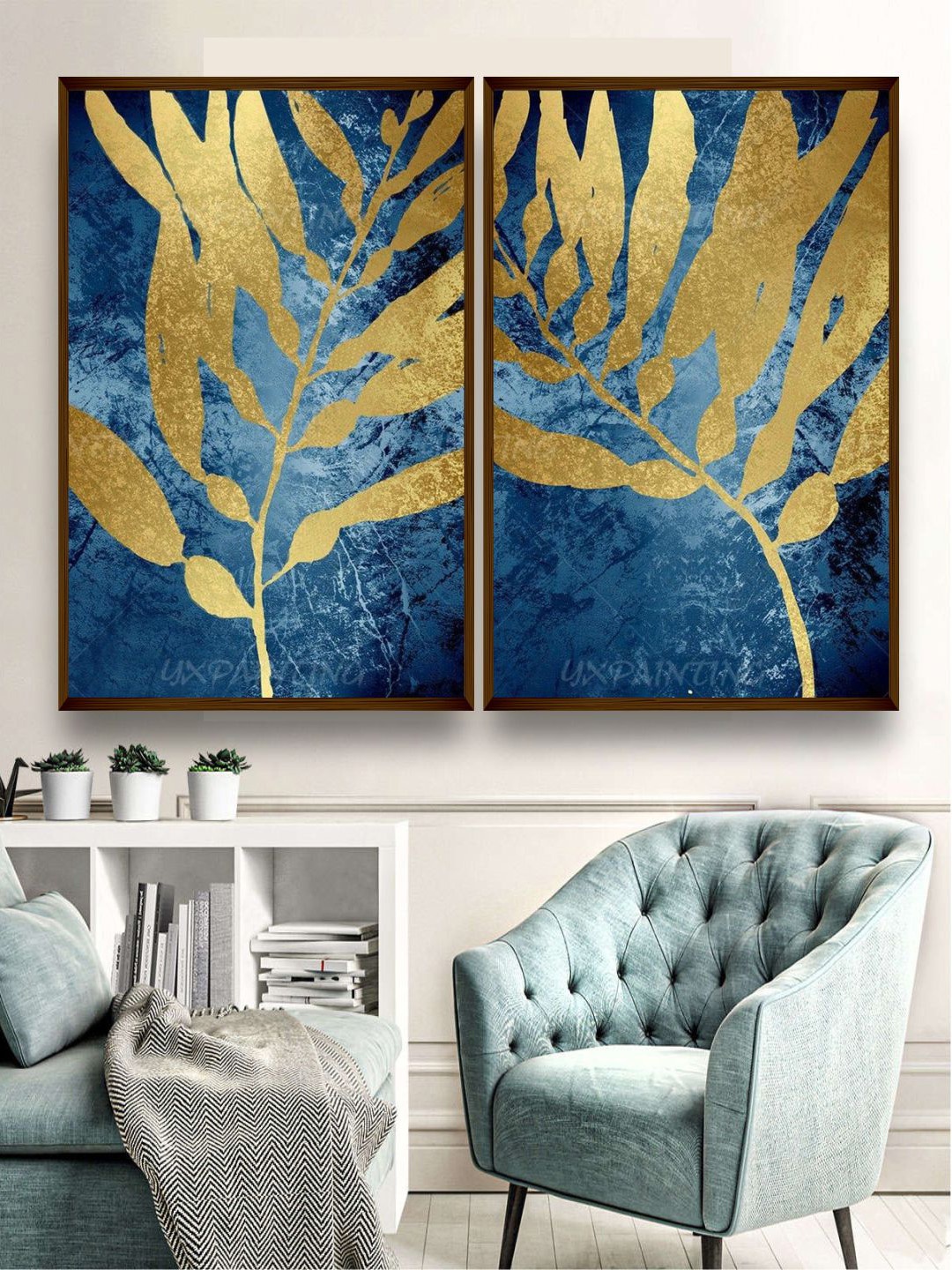 

The Art House Set Of 2 Abstract Wall Art, Blue