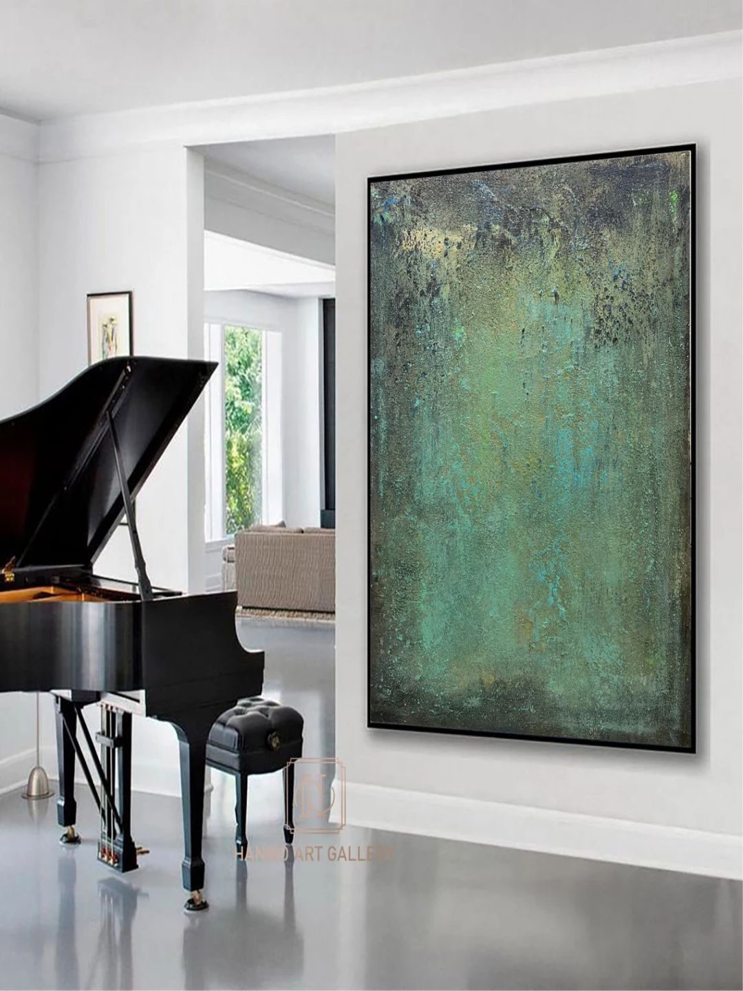 

The Art House Turquoise Blue Abstract Painting Framed Wall Art