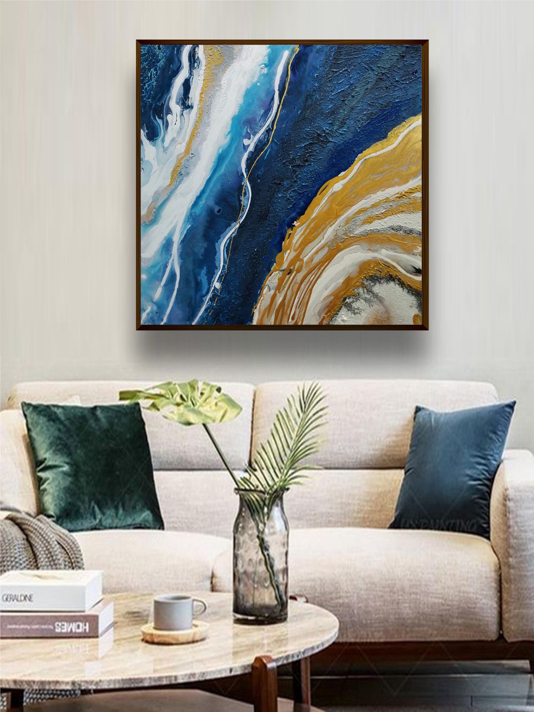 

The Art House Blue & Yellow Abstract Painting Framed Wall Art