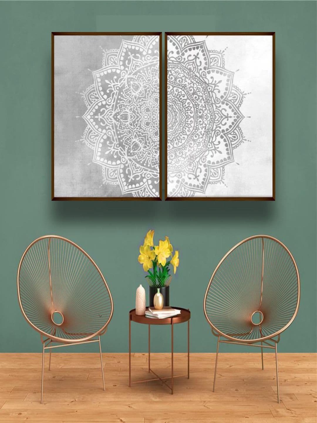 

The Art House Set Of 2 White and grey Abstract Wall Art