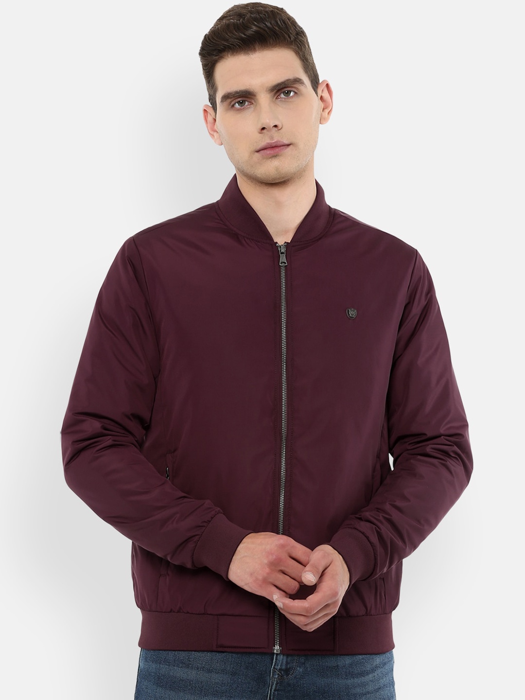 

Louis Philippe Men Maroon Solid Bomber Jacket
