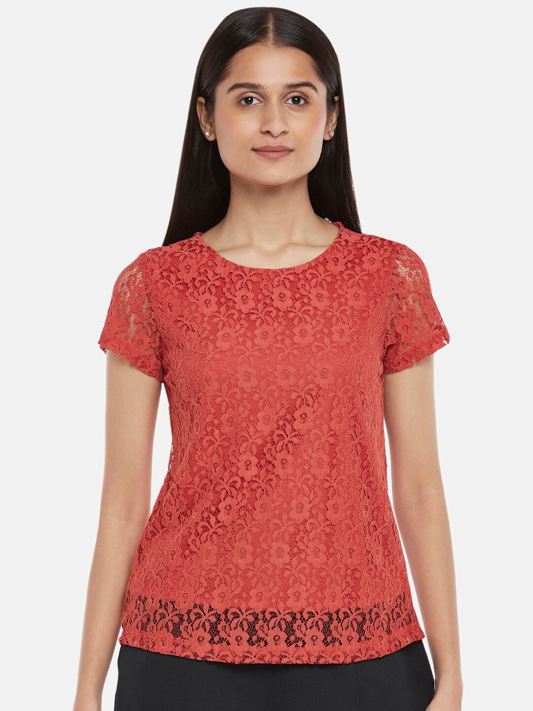 

Honey by Pantaloons Rust Lace Top