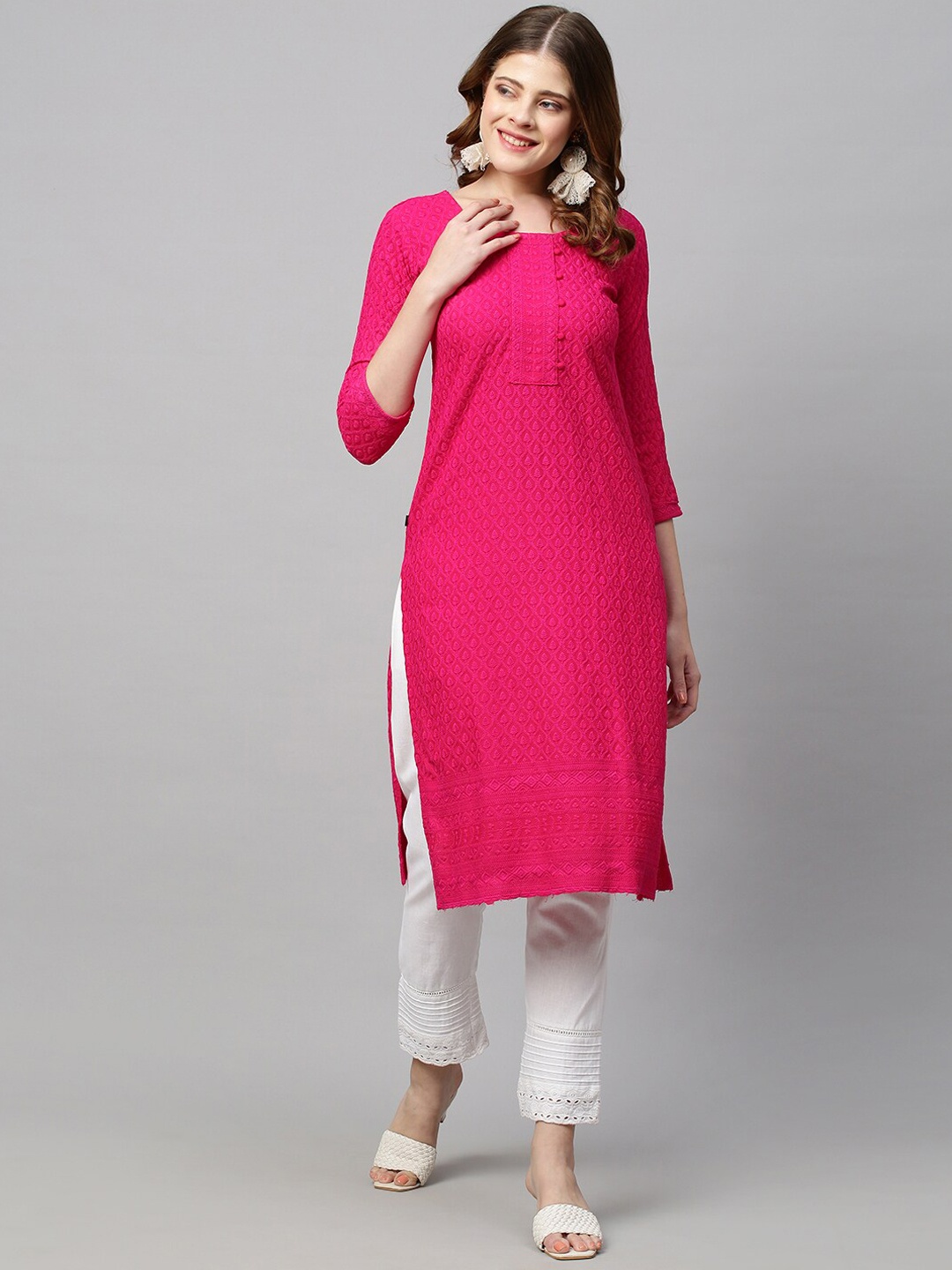 

FASHOR Women Pink Kurta