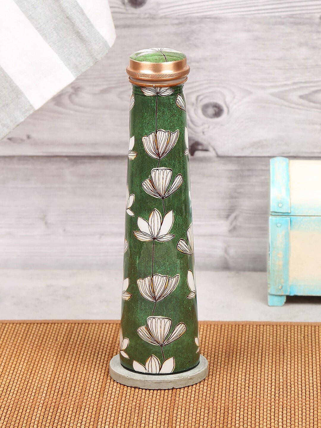

India Circus by Krsnaa Mehta Green & White Printed Water Bottle 800 ml