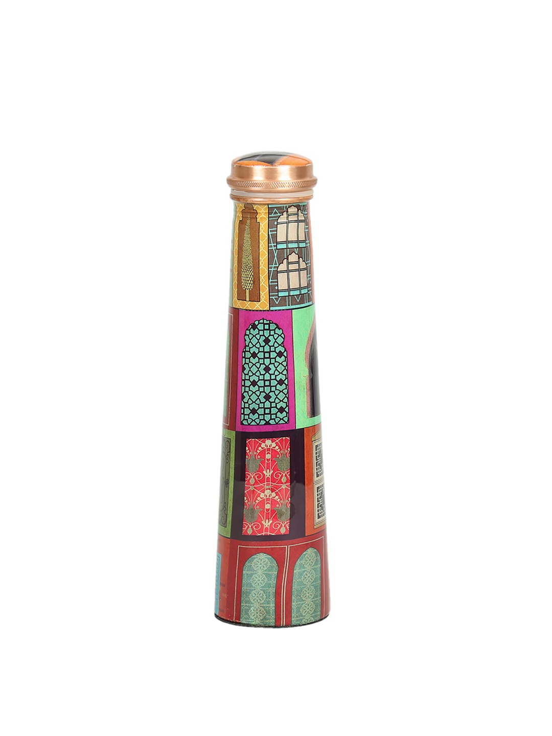 

India Circus by Krsnaa Mehta Green & Red Printed Copper Water Bottle 800 ml