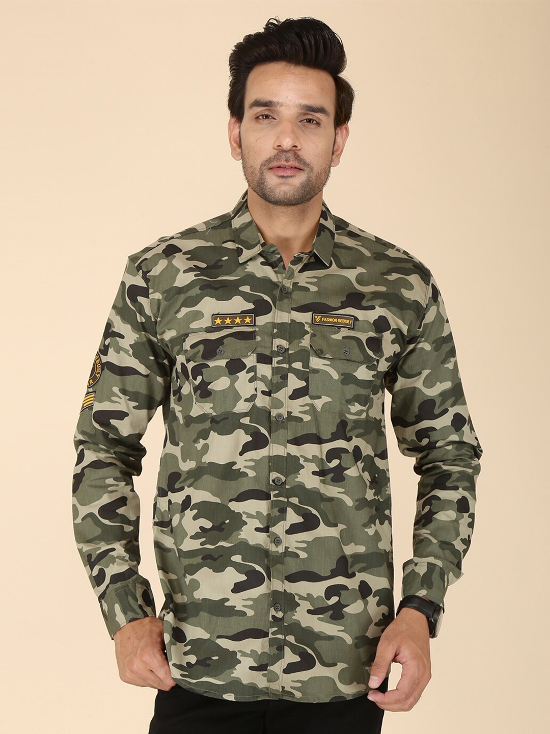 

FUBAR Men Green Modern Camouflage Printed Casual Shirt
