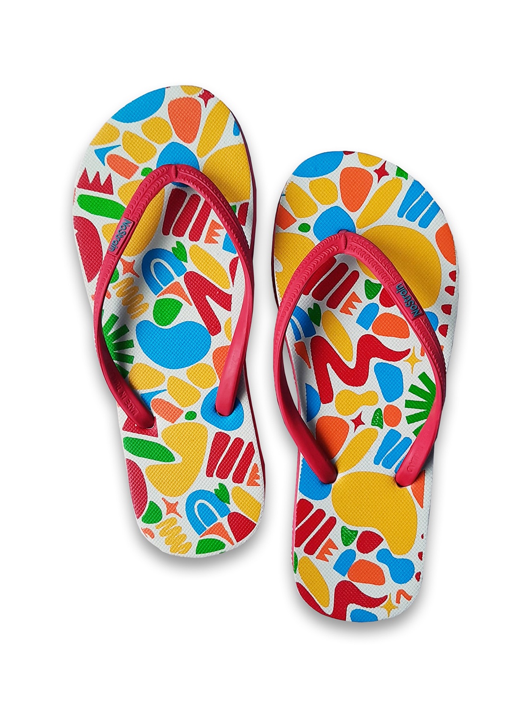 

NoStrain Men Red & Blue Printed Rubber Thong Flip-Flops