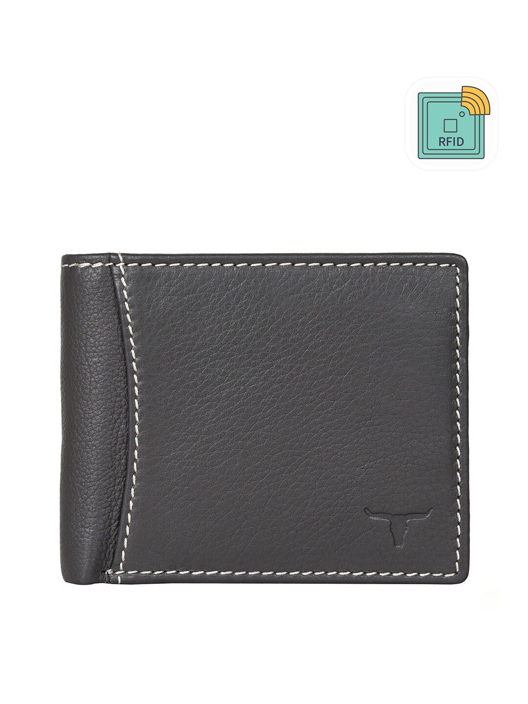 

URBAN FOREST Men Grey Leather Two Fold Wallet