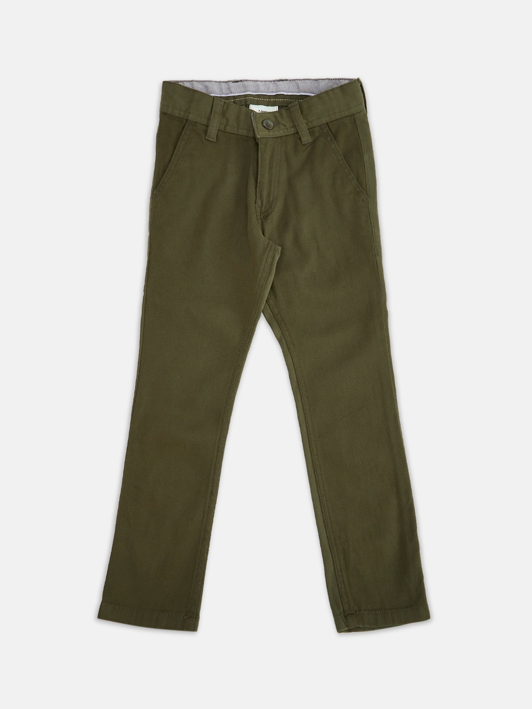 

Pantaloons Junior Boys Olive Solid Cotton Chinos Trouser