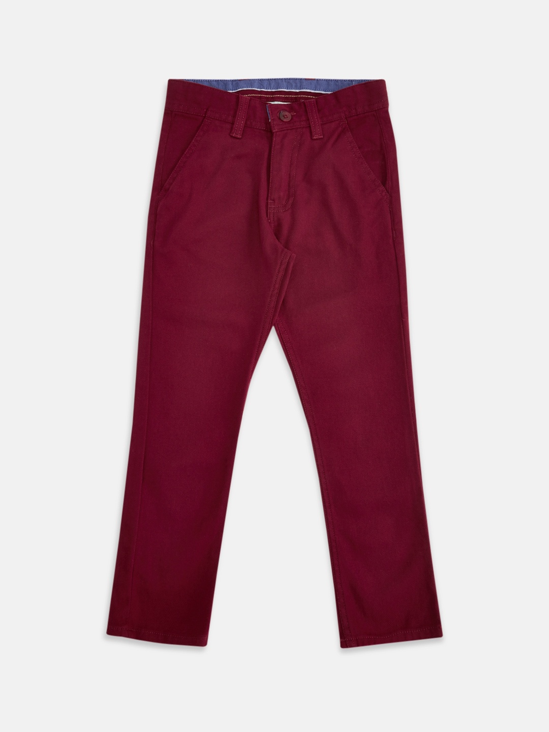 

Pantaloons Junior Boys Maroon Solid Cotton Chinos Trouser