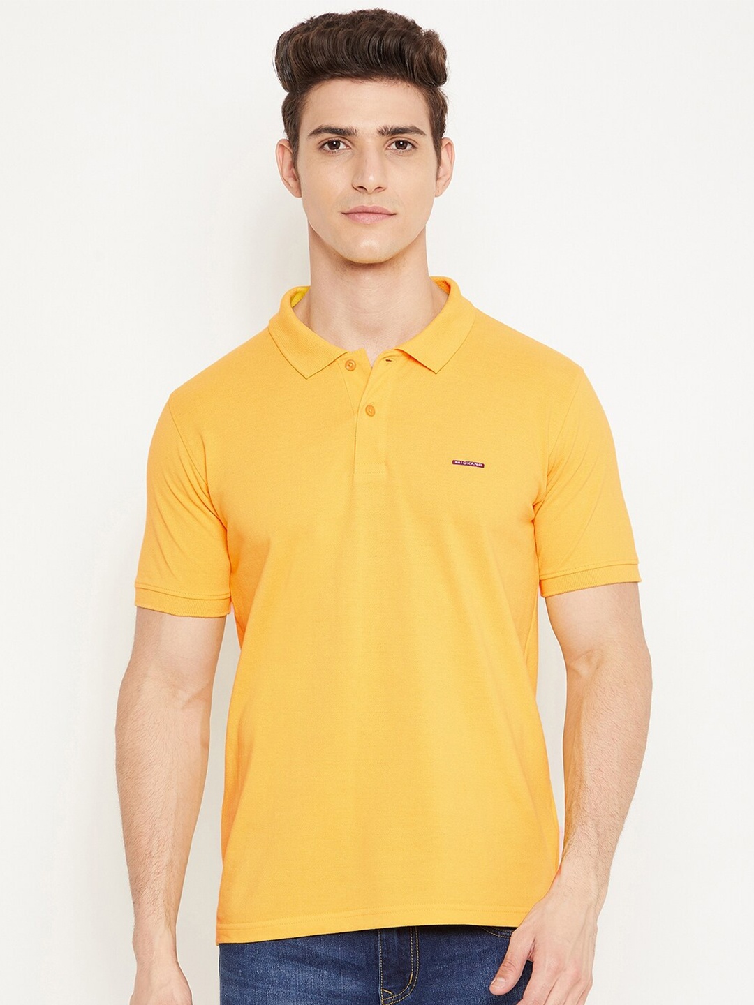 

Okane Men Yellow Polo Collar T-shirt