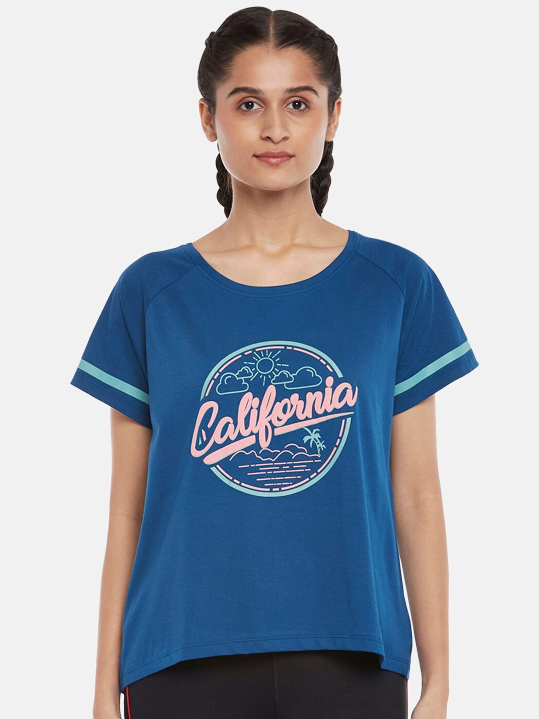 

Ajile by Pantaloons Women Blue Typography Printed T-shirt