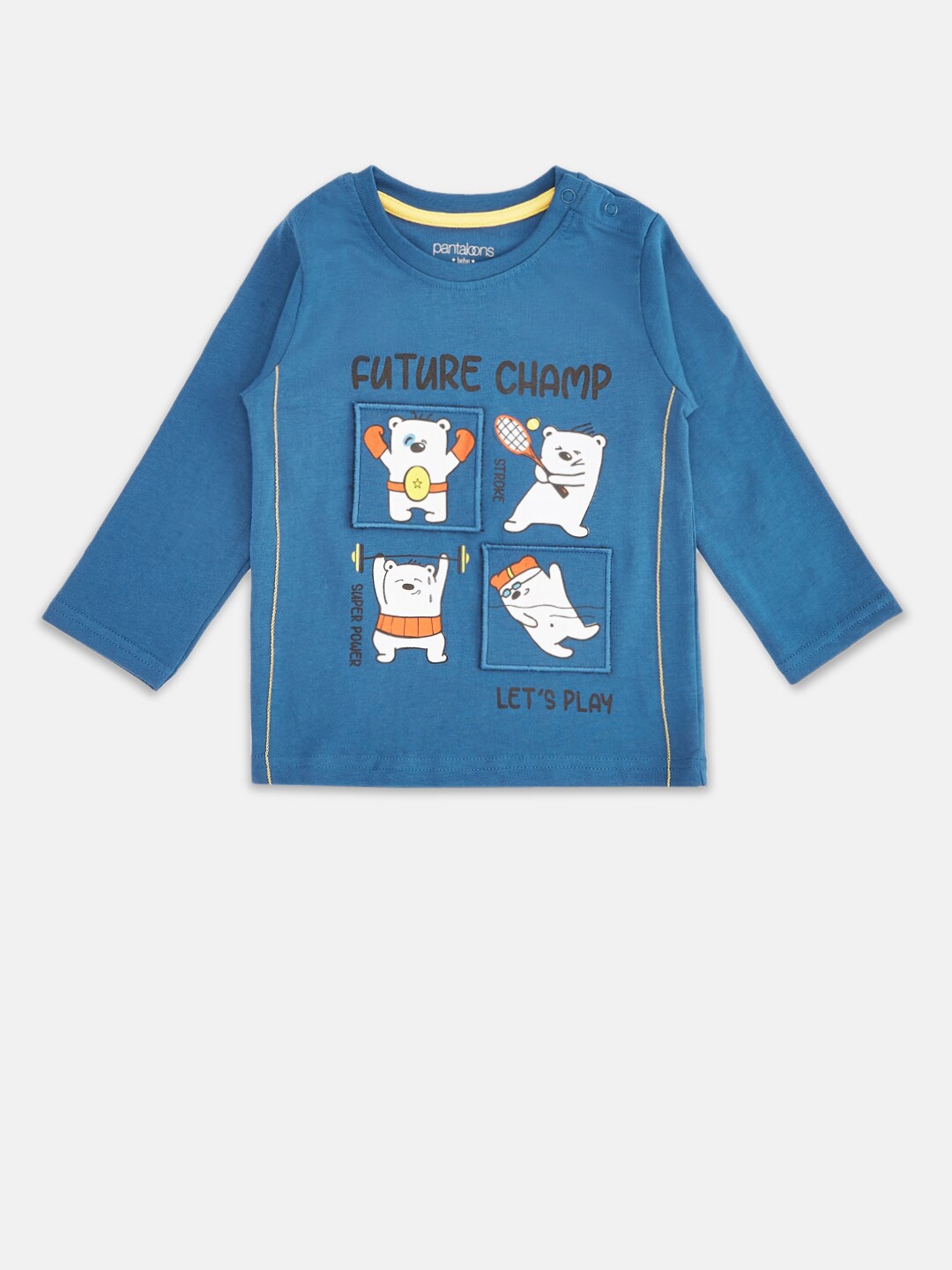 

Pantaloons Baby Boys Blue Printed Applique T-shirt