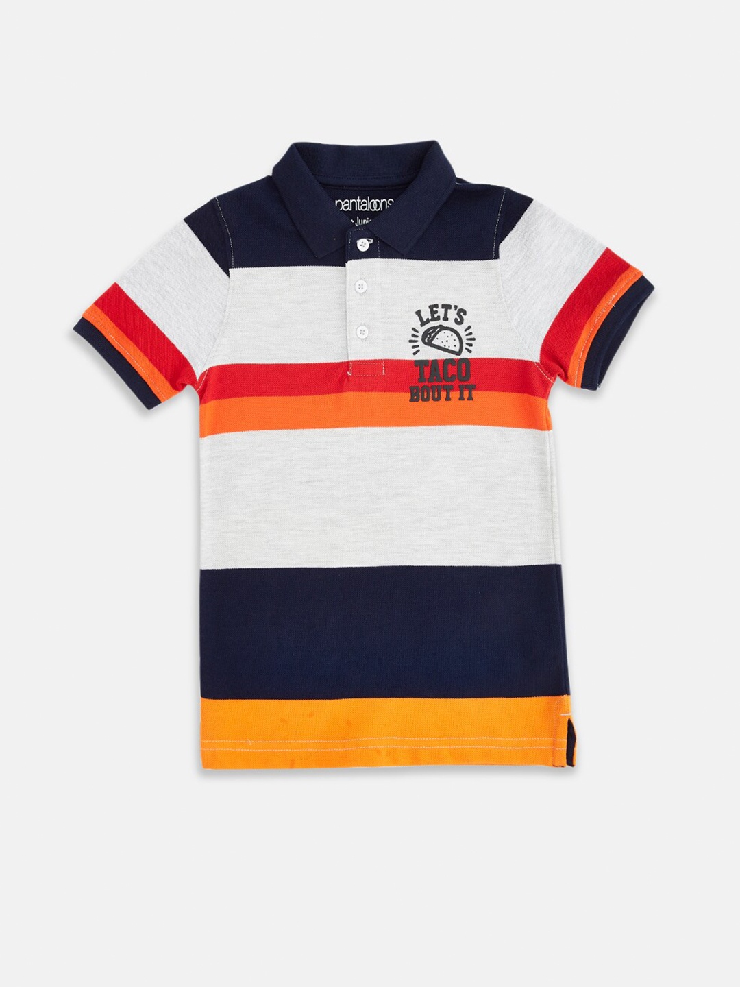 

Pantaloons Junior Boys Navy Blue & Grey Colourblocked Polo Collar T-shirt