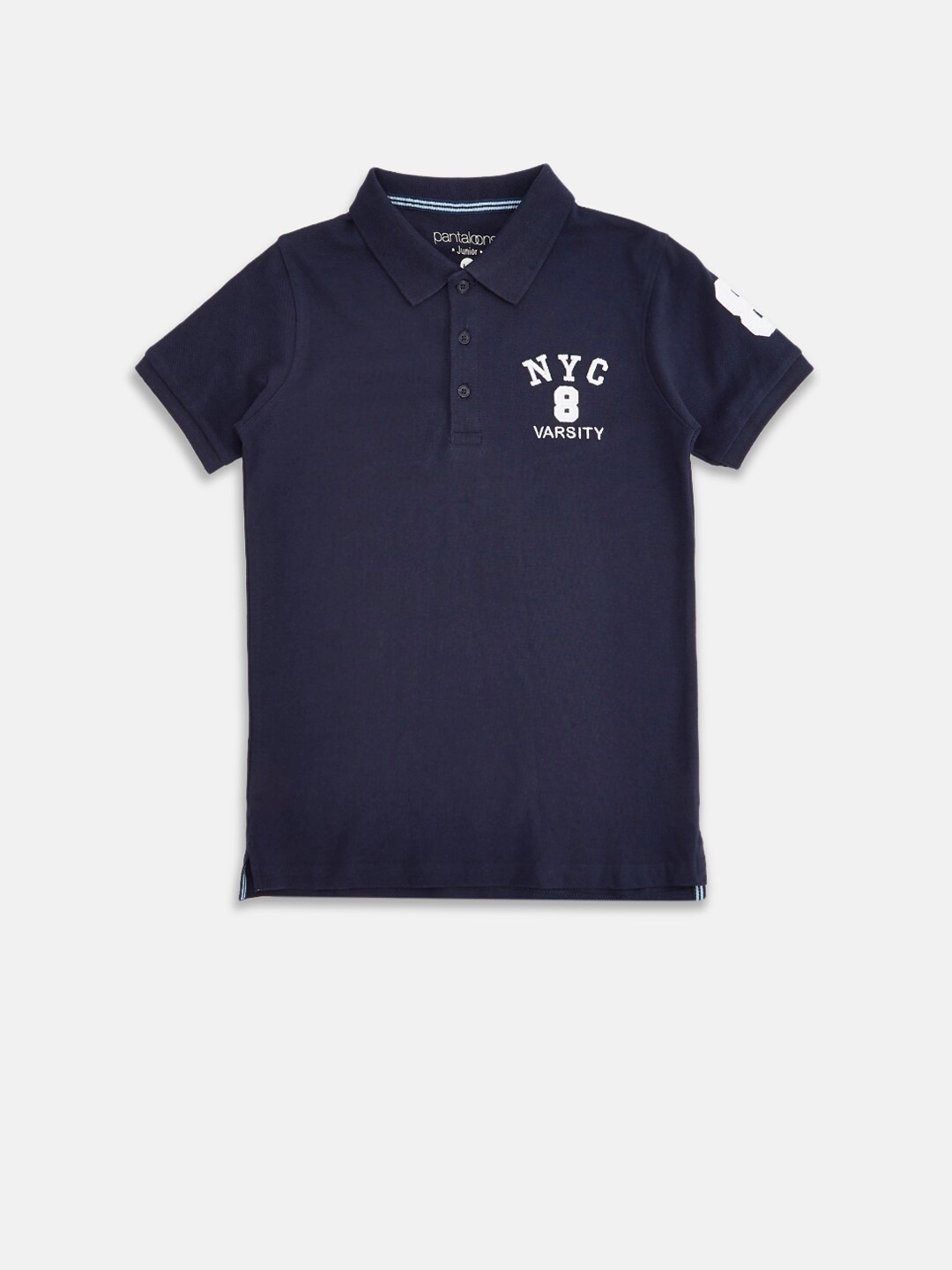 

Pantaloons Junior Boys Navy Blue Polo Collar Applique T-shirt