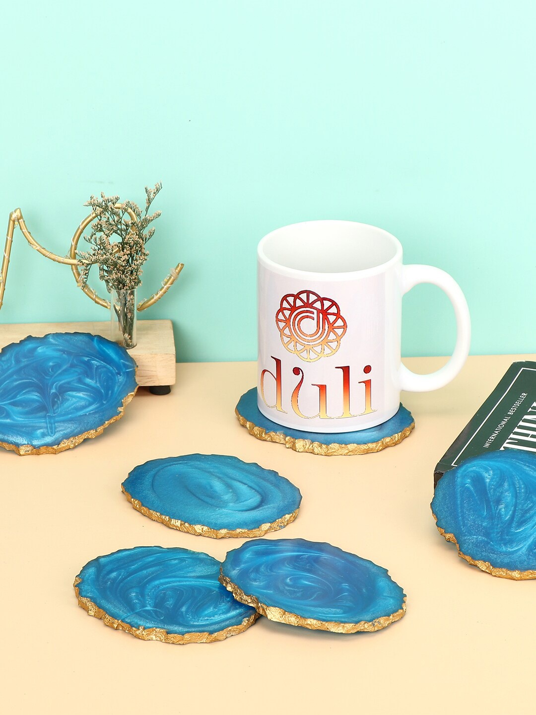 

DULI Set Of 6 Printed Coasters, Blue