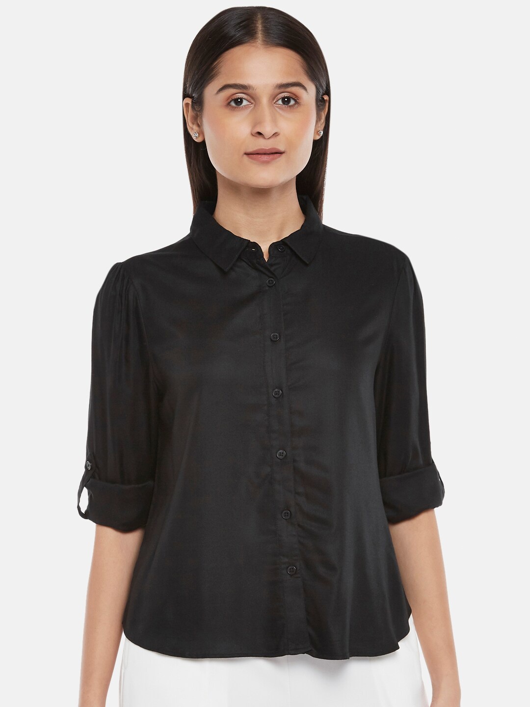 

Honey by Pantaloons Women Black Shirt Collar Tunic