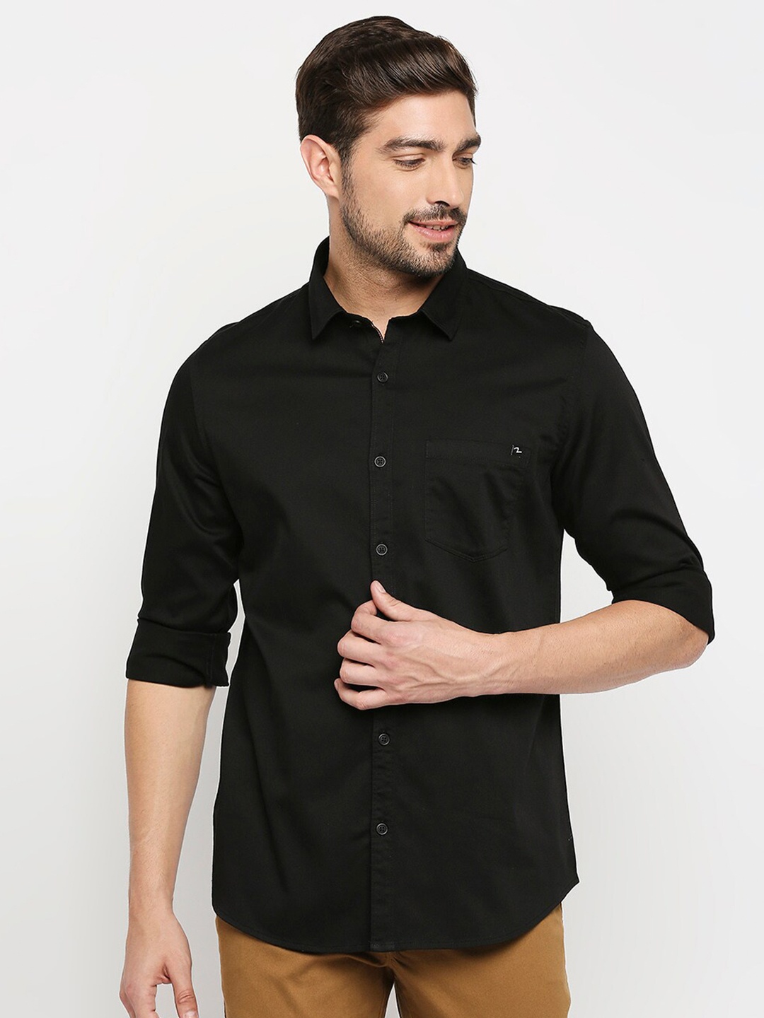 

SPYKAR Men Black Slim Fit Casual Shirt