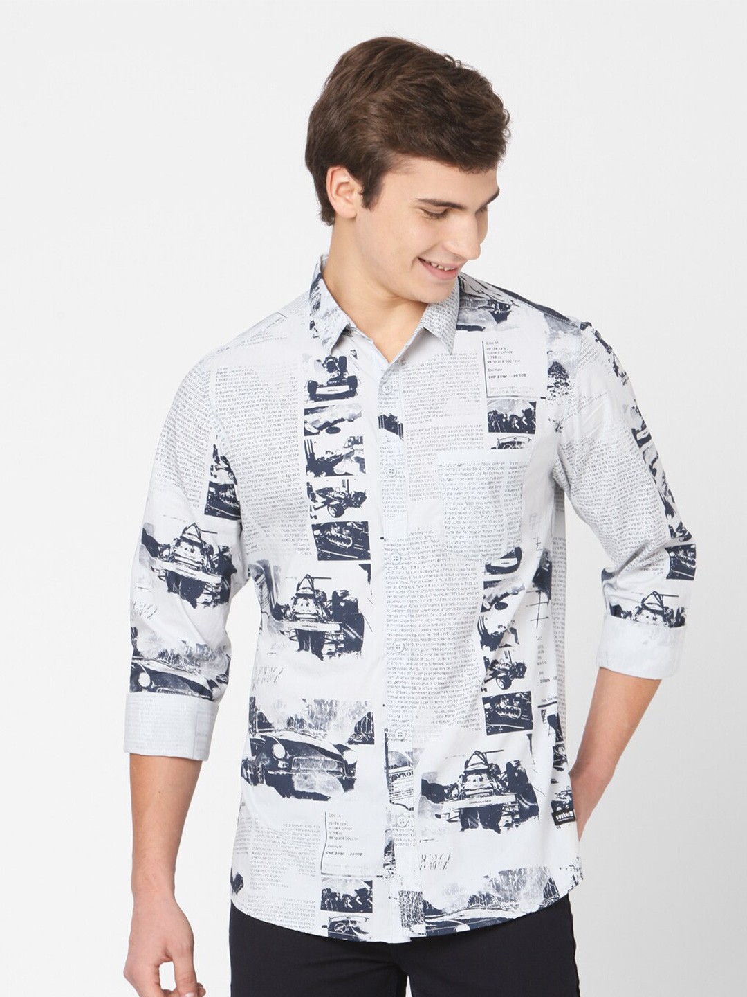 

SPYKAR Men Grey Slim Fit Printed Casual Shirt