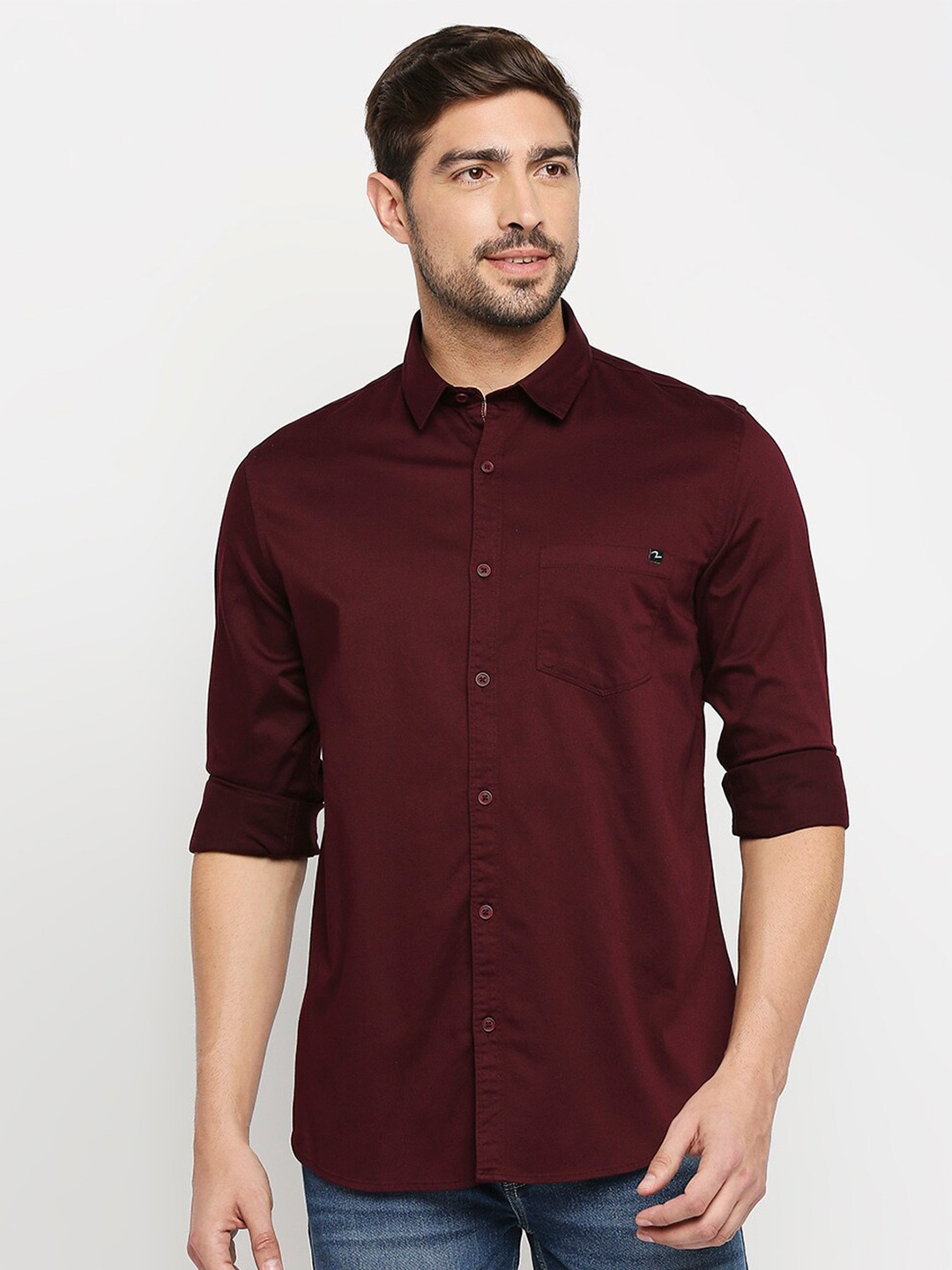 

SPYKAR Men Maroon Slim Fit Casual Shirt