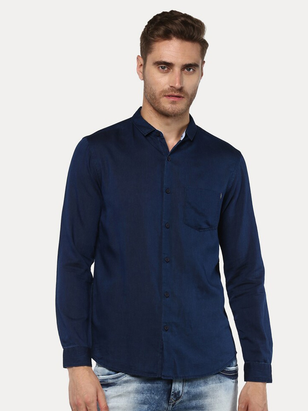 

SPYKAR Men Blue Slim Fit Cotton Casual Shirt