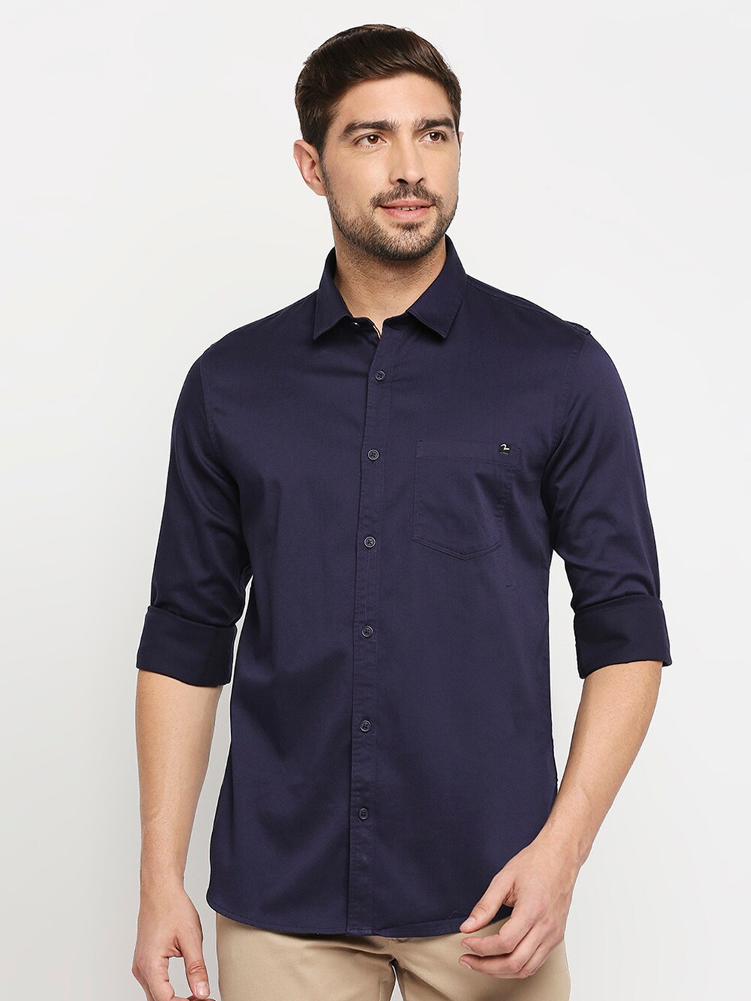 

SPYKAR Men Navy Blue Slim Fit Casual Shirt