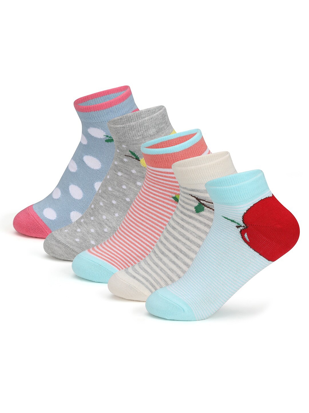 

Supersox Women Pack Of 5 Assorted Ankle-Length Cotton Socks