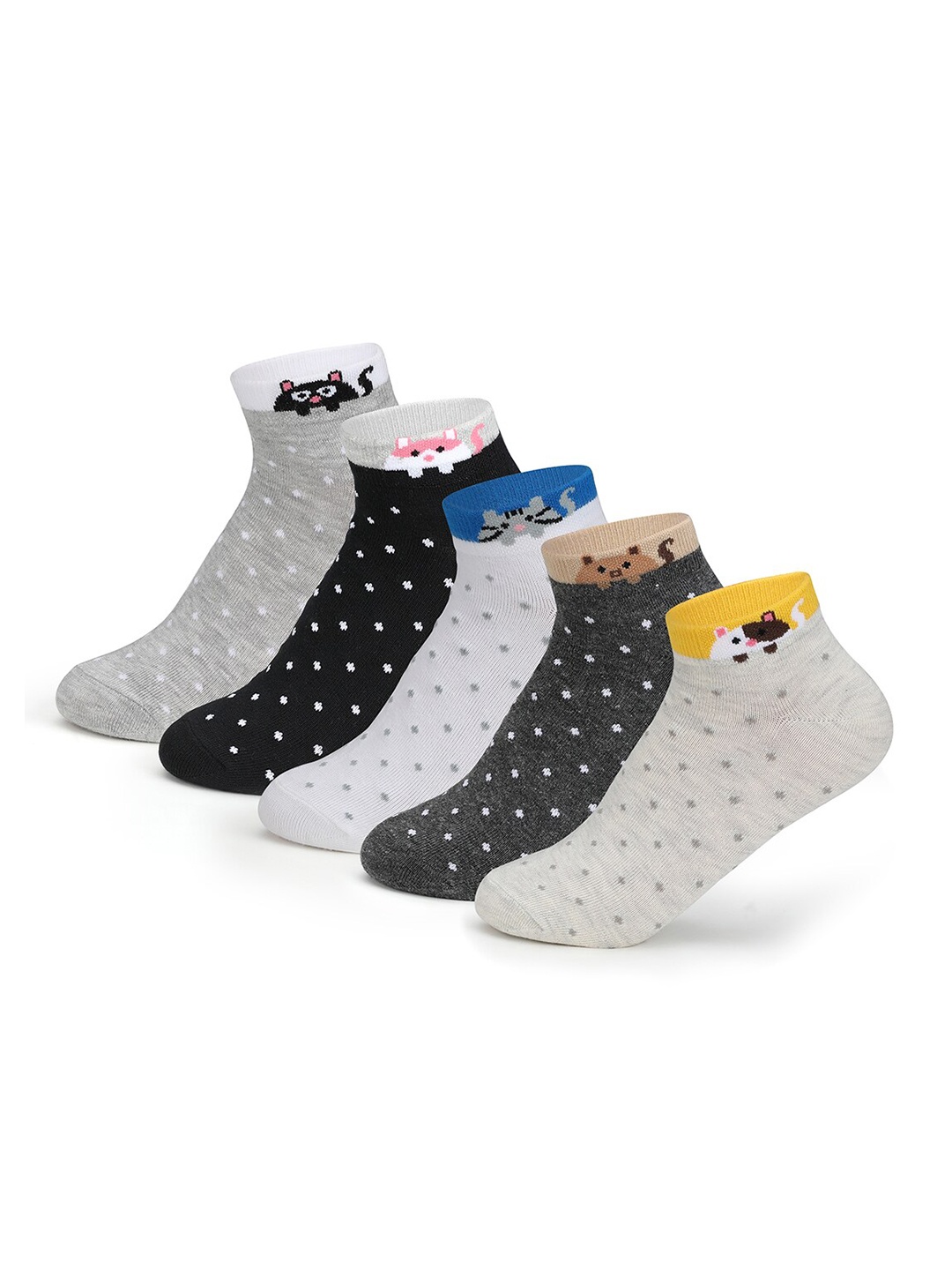 

Supersox Women Pack Of 5 Assorted Ankle-Length Cotton Socks, Multi