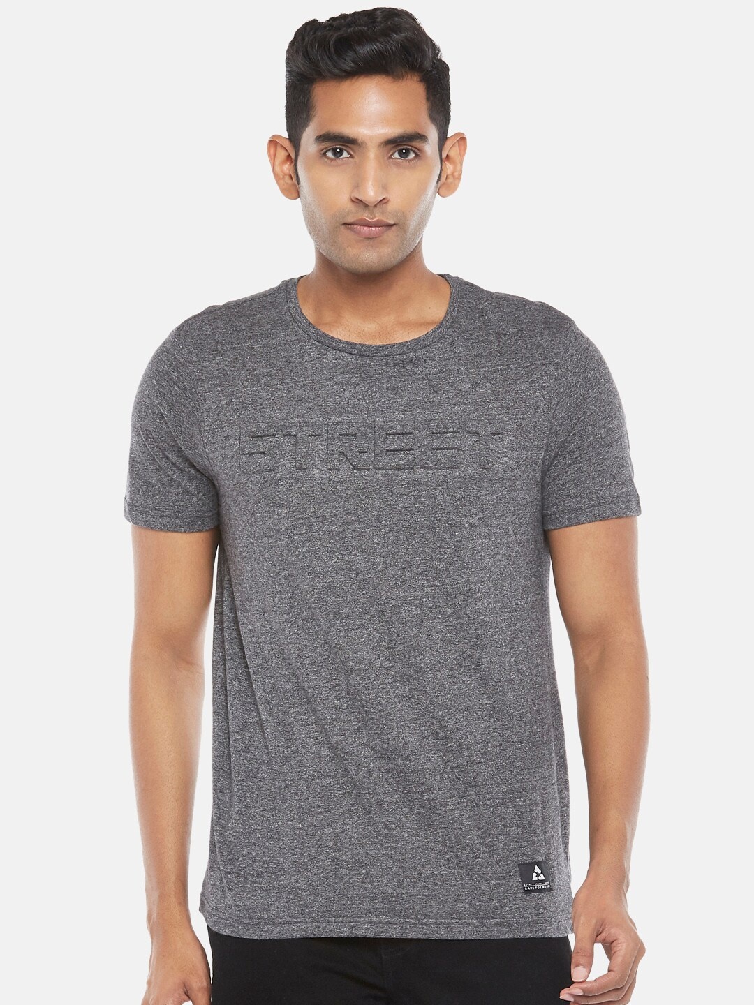 

BYFORD by Pantaloons Men Grey Slim Fit T-shirt