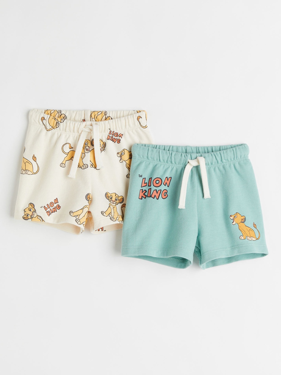 

H&M Boys Turquoise Blue & Beige 2-Pack Printed Cotton Shorts