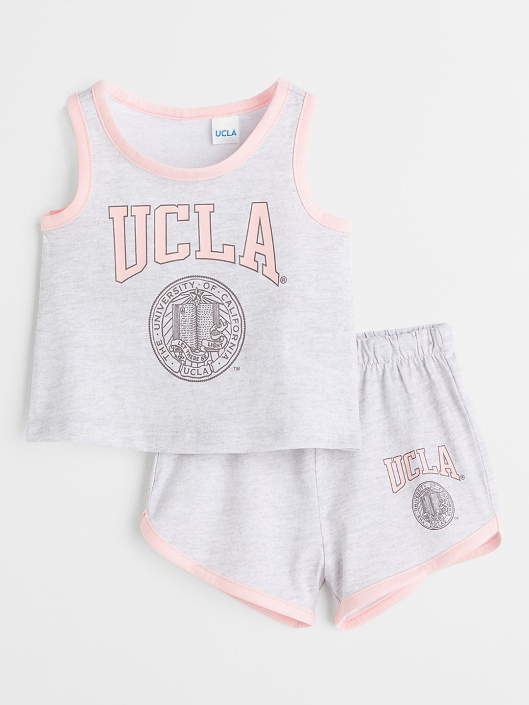 

H&M Girls Grey & Pink 2-Piece Printed Jersey Set