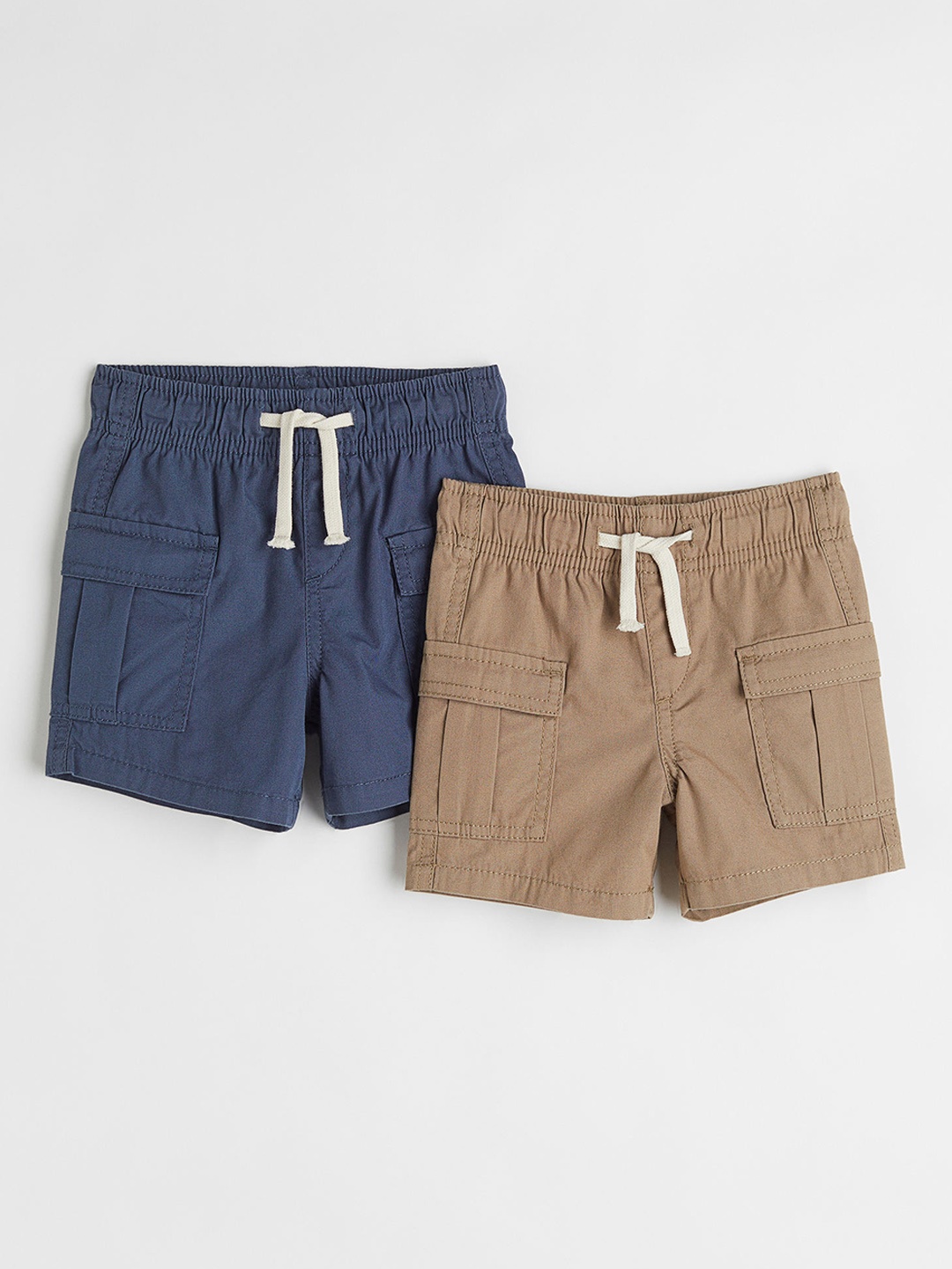 

H&M Boys Beige & Blue 2-Pack Cotton Cargo Shorts