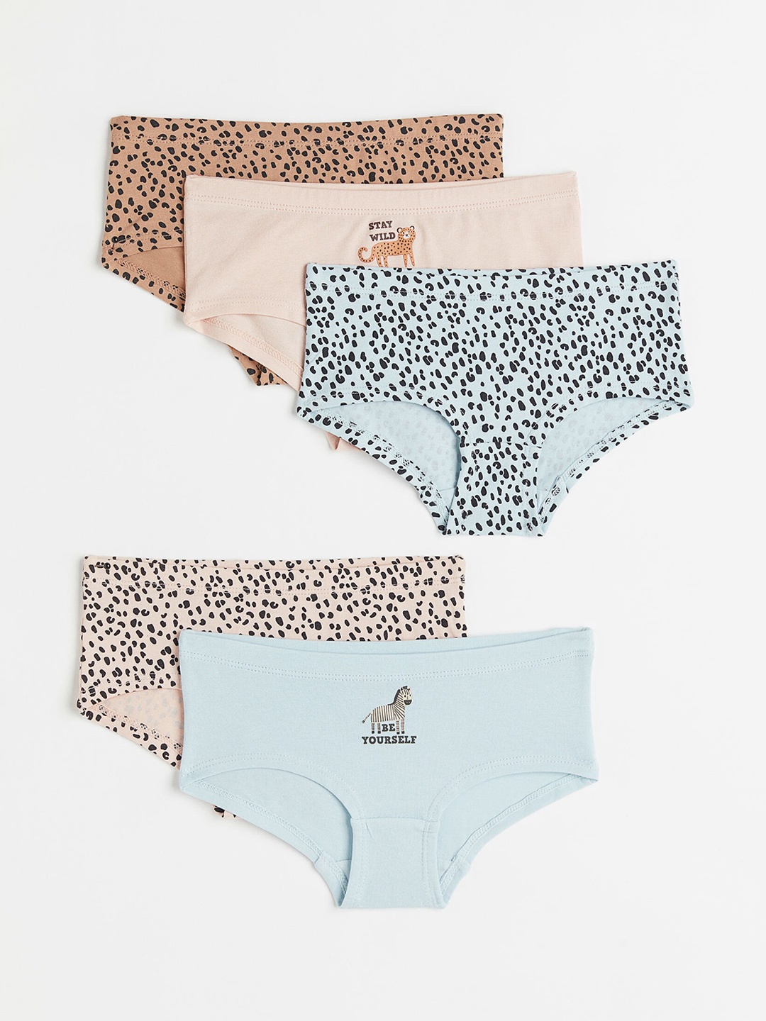 

H&M Girls 5-Pack Hipster Briefs 0651030031, Beige