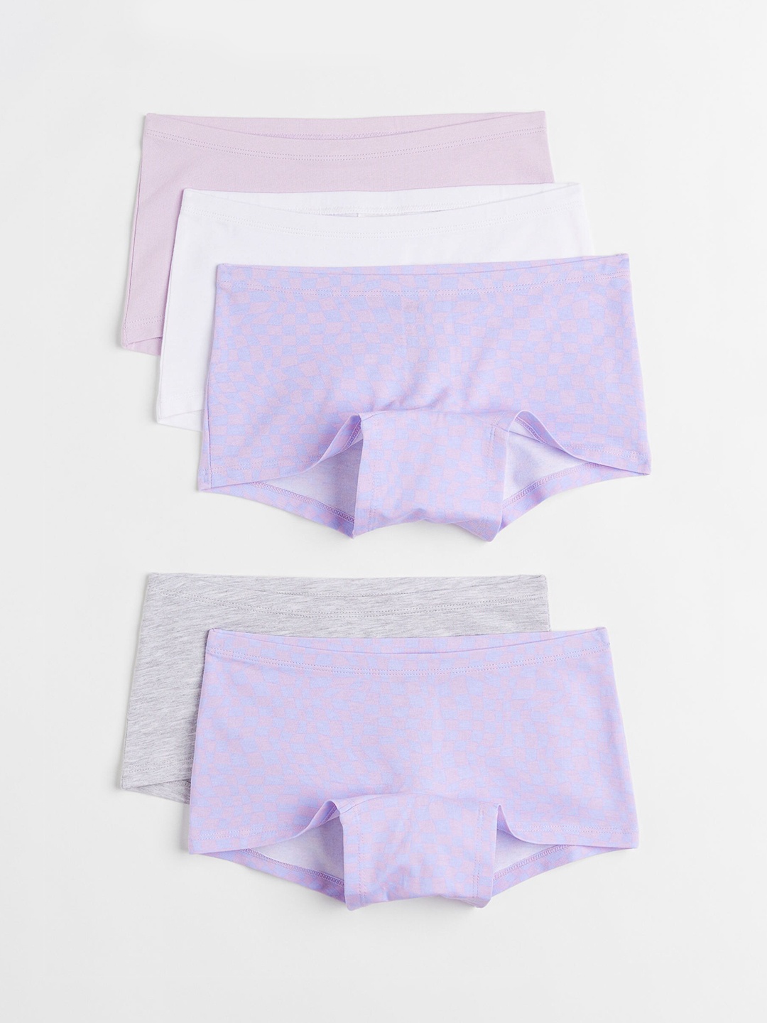 

H&M Girls Pack Of 5 Solid Cotton Boxer-Style Briefs, Grey
