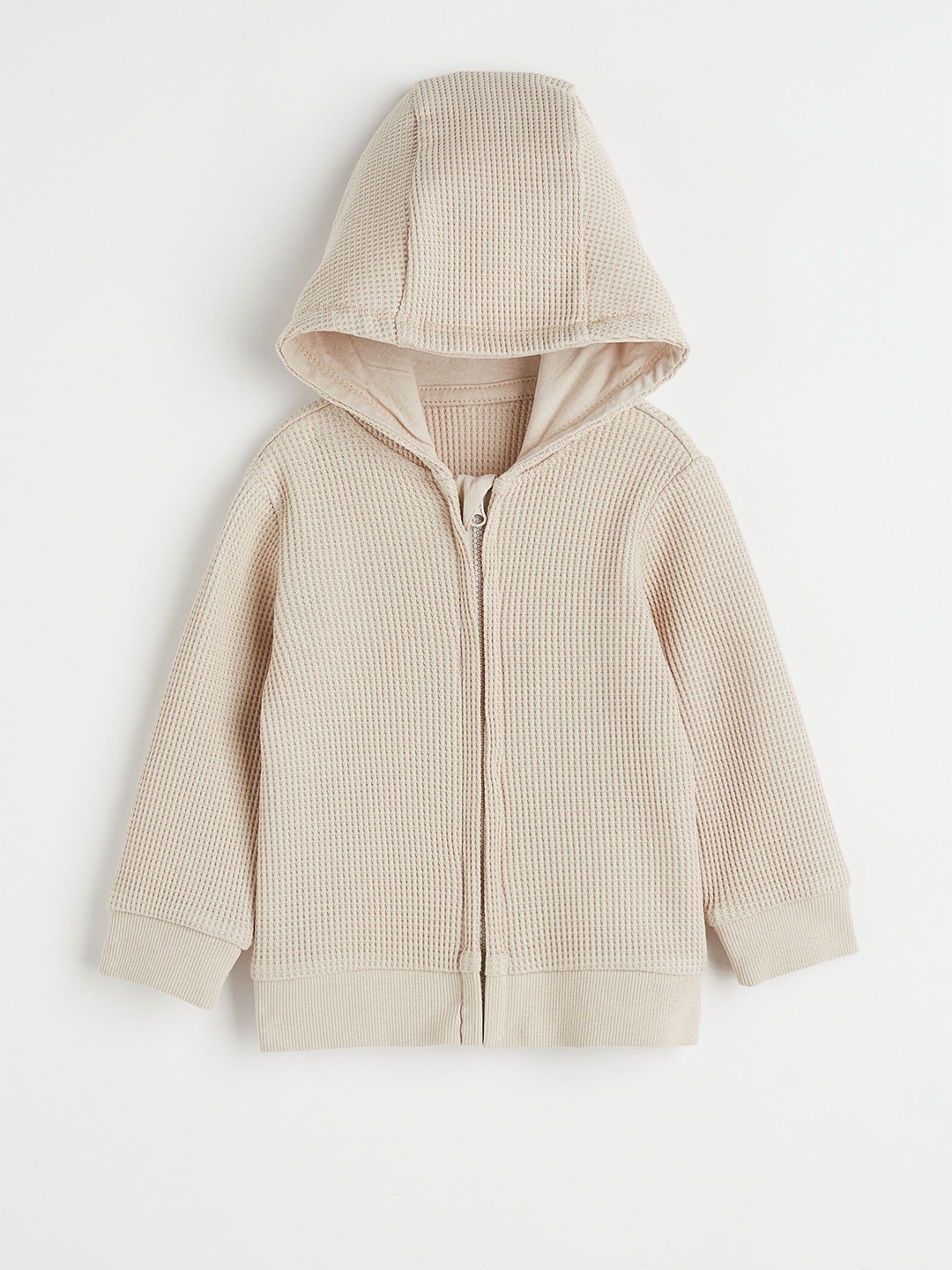 

H&M Boys Beige Waffled cotton zip-through hoodie