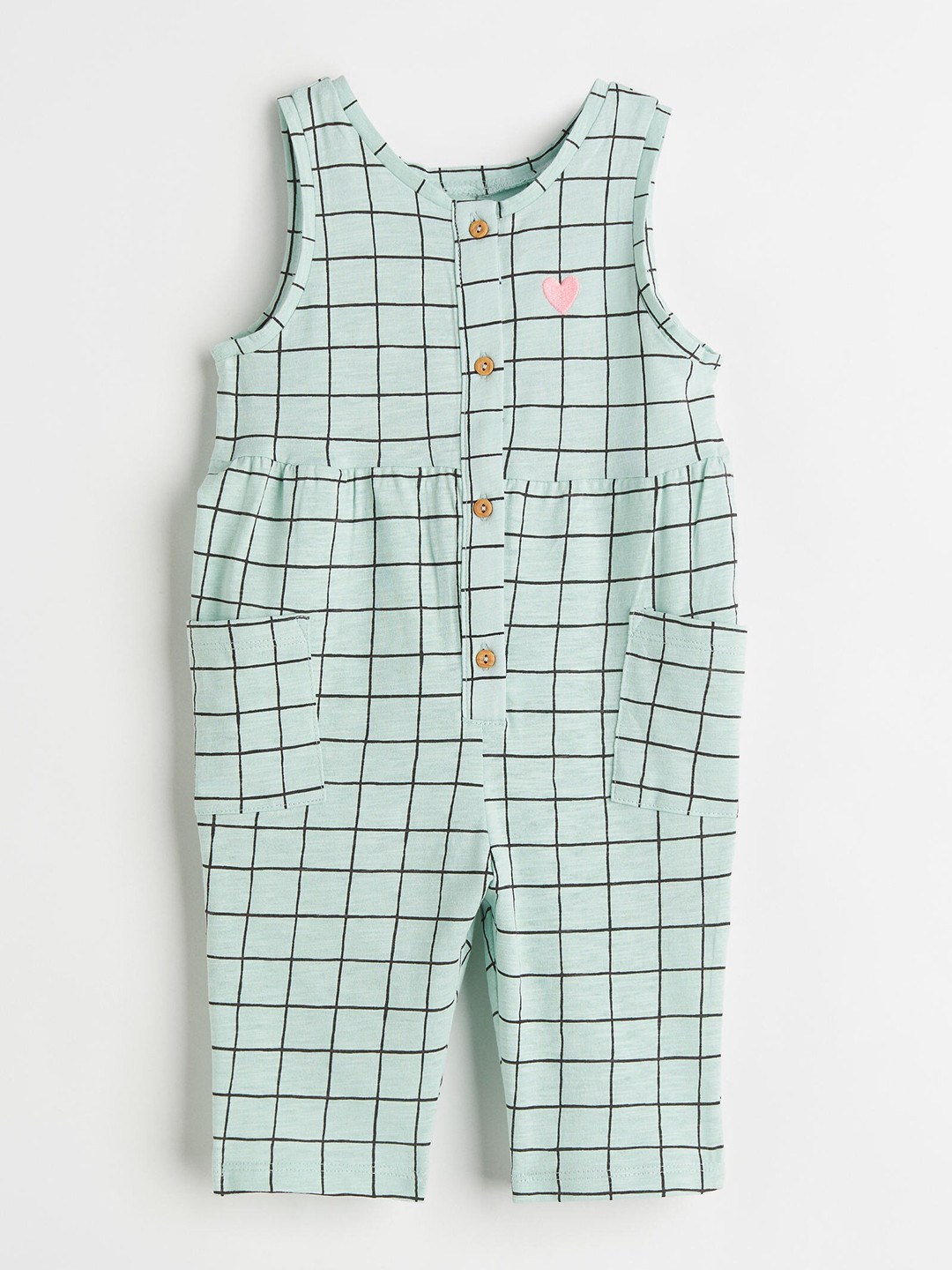 

H&M Girls Turquoise Blue Slub jersey romper suit